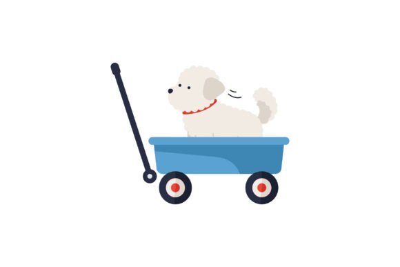 A Fluffy White Dog Happily Sitting in a