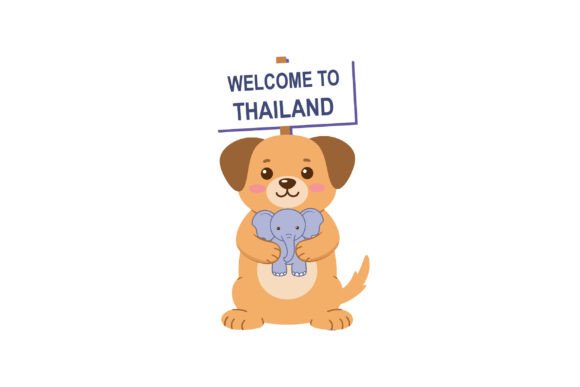 Adorable Cartoon Dog Holding Elephant to