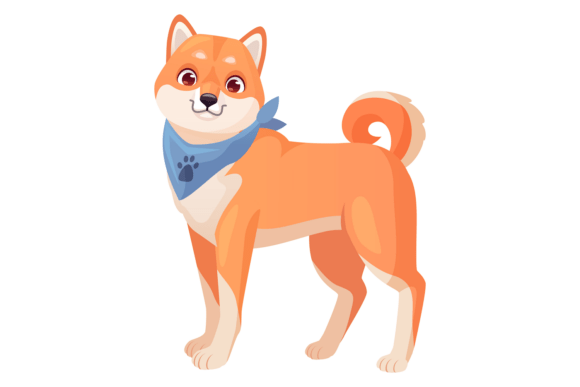 Adorable Dog with Red Fur. Cute Cartoon