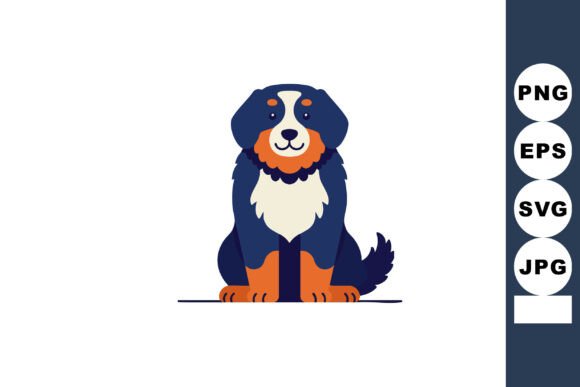Bernese Mountain Dog Sitting Cute Blue B