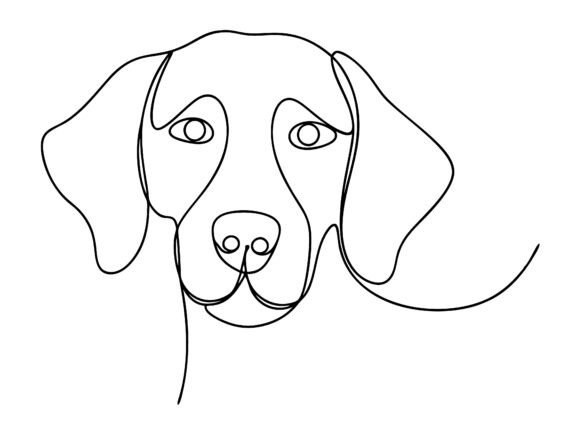 Continuous Line Drawing of Dog Outline
