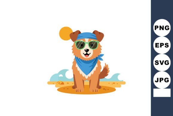 Cute Dog Wearing Sunglasses and Blue Ban
