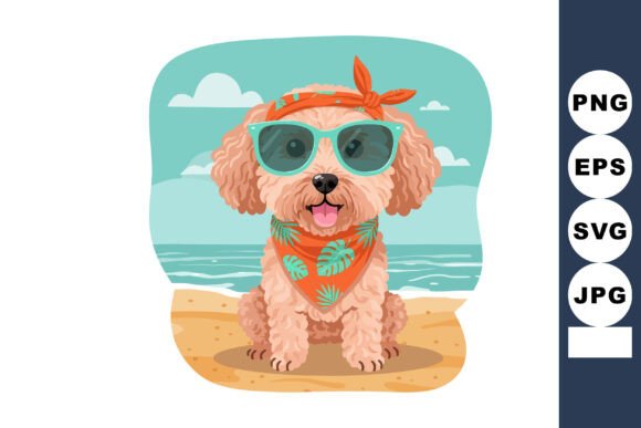 Cute Small Dog with Sunglasses and Bandana