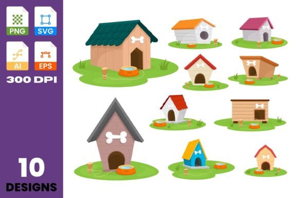 Dog House Clipart Collection Review for Embroidery Projects