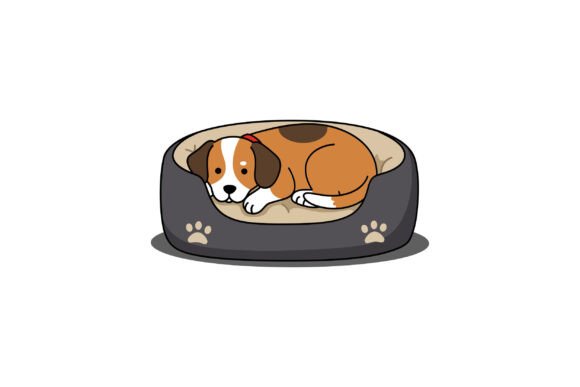 Dog Resting Comfortably in a Cozy Bed Fl