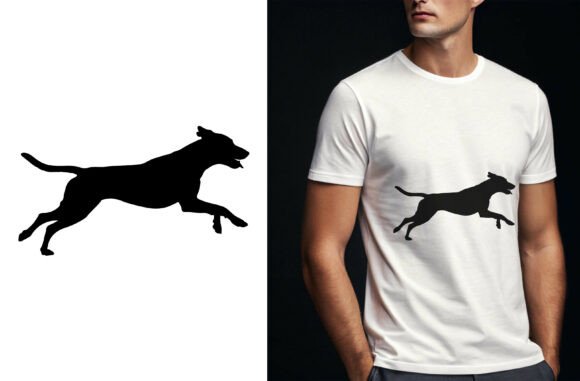 Dog Silhouette Running Action Pose