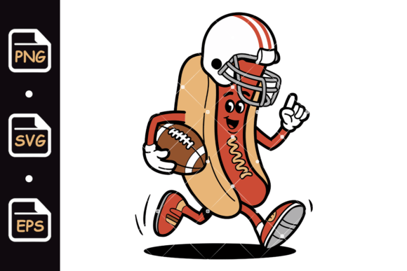 Funny Hot Dog Character Playing Football