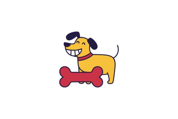 Happy Cartoon Dog with a Red Bone: Design Review