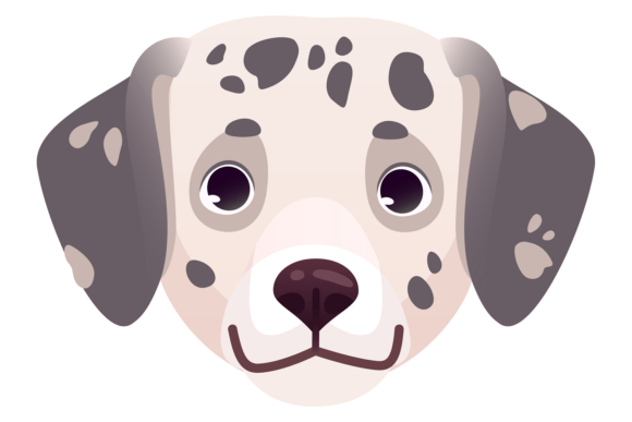 Happy Dalmatian Dog Face. Puppy Cartoon