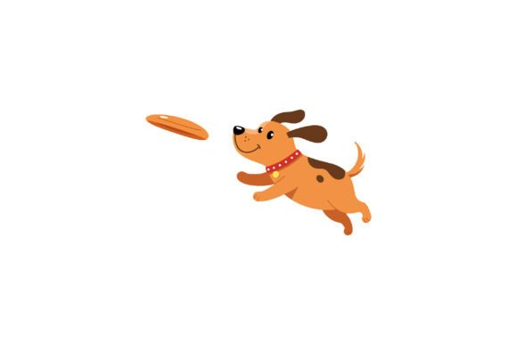 Happy Dog Jumping to Catch a Flying Fris