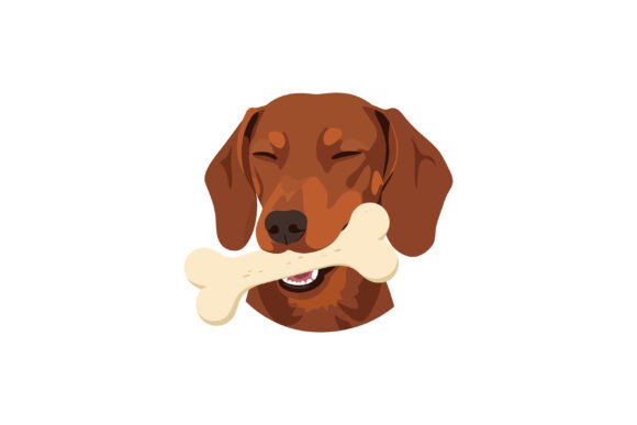 Happy Dog with a Bone in Its Mouth