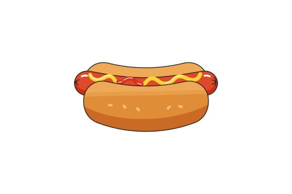 Hot Dog with Mustard Flat Simple Design
