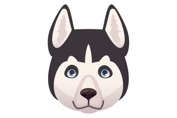 Husky Head. Cute Dog Emoji. Pet Avatar