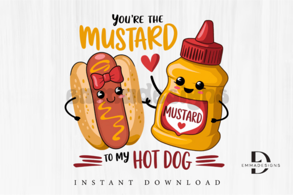 Mustard to My Hot Dog PNG, Valentine PNG