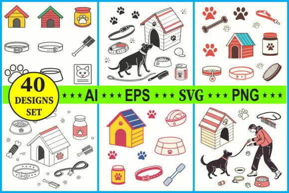 Pet Accessories Vector Set Pet Care Set