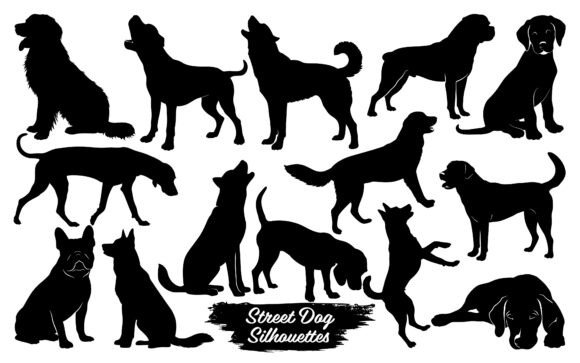 Street Dog Silhouettes Vector Art
